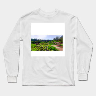 zen garden in japanese wetland park photograph art Long Sleeve T-Shirt